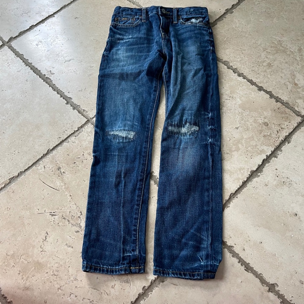 Polo Ralph Lauren Boys Sullivan Slim Distressed Dark Wash Jeans Size 10